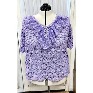 Denim 24/7 lilac purple crochet top. Size 2x plus size